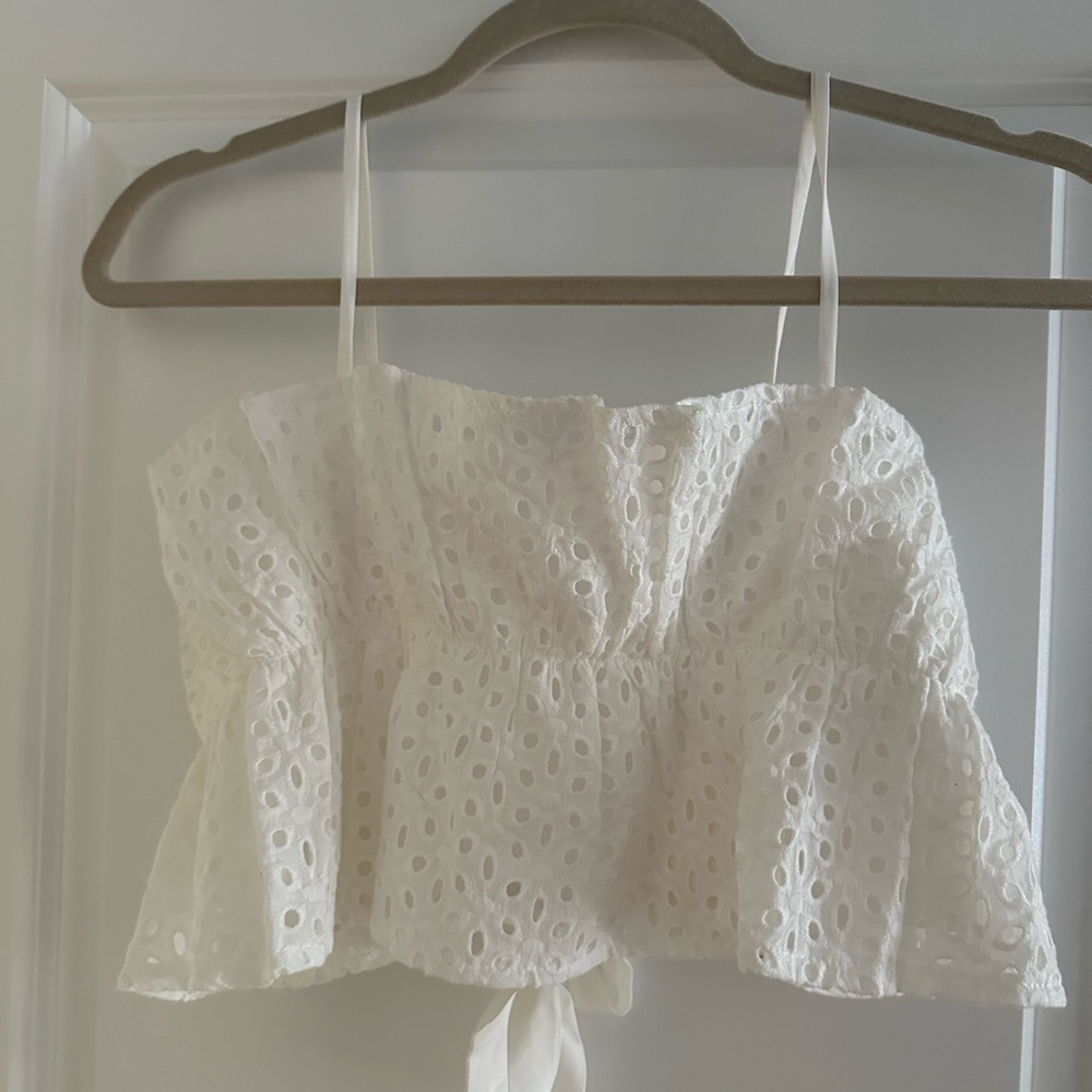 Elegant White Eyelet Women's Top